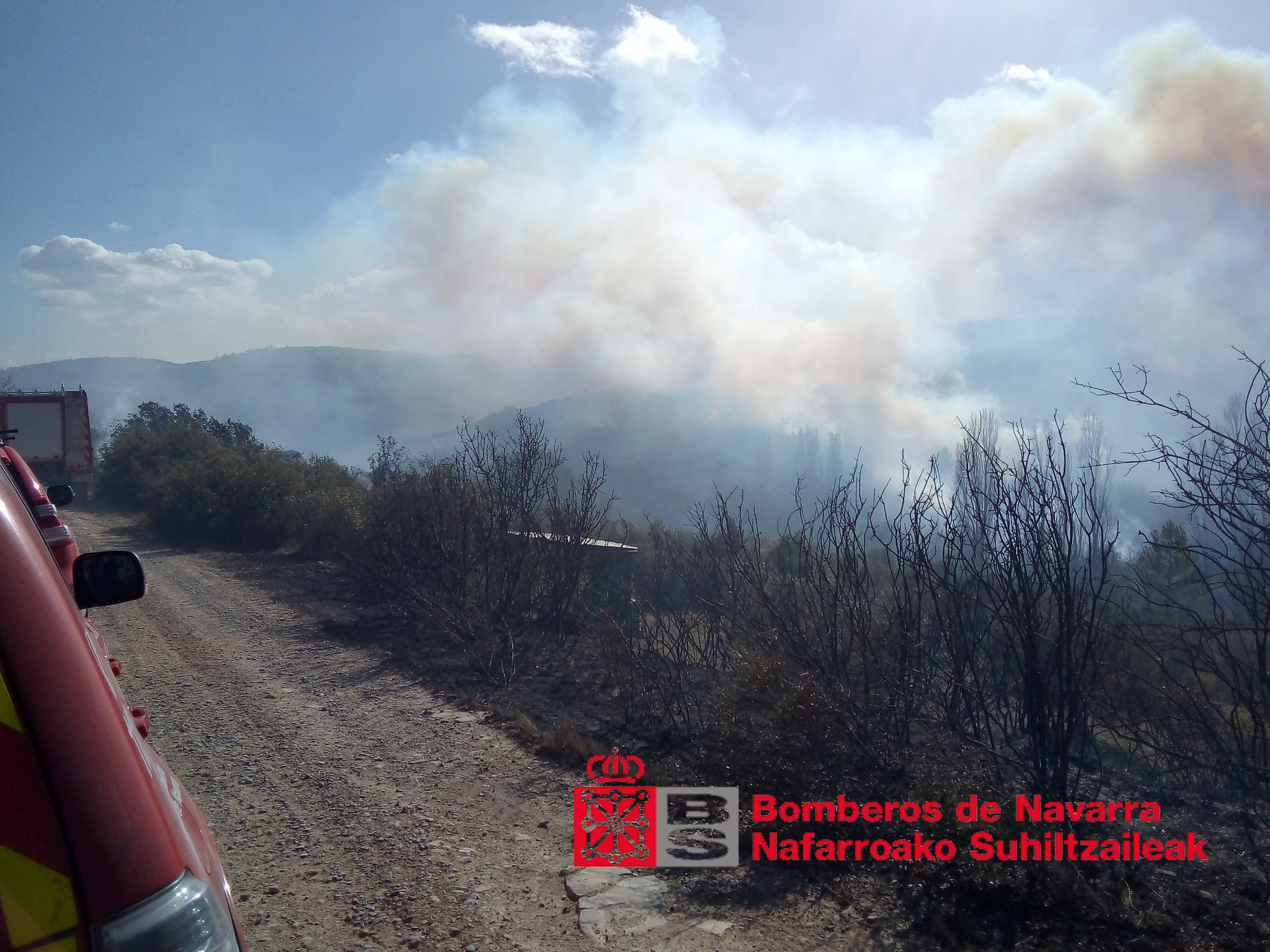 Se produce un incendio en la Sierra de Ujué afectando monte bajo, rastrojo y pinar
