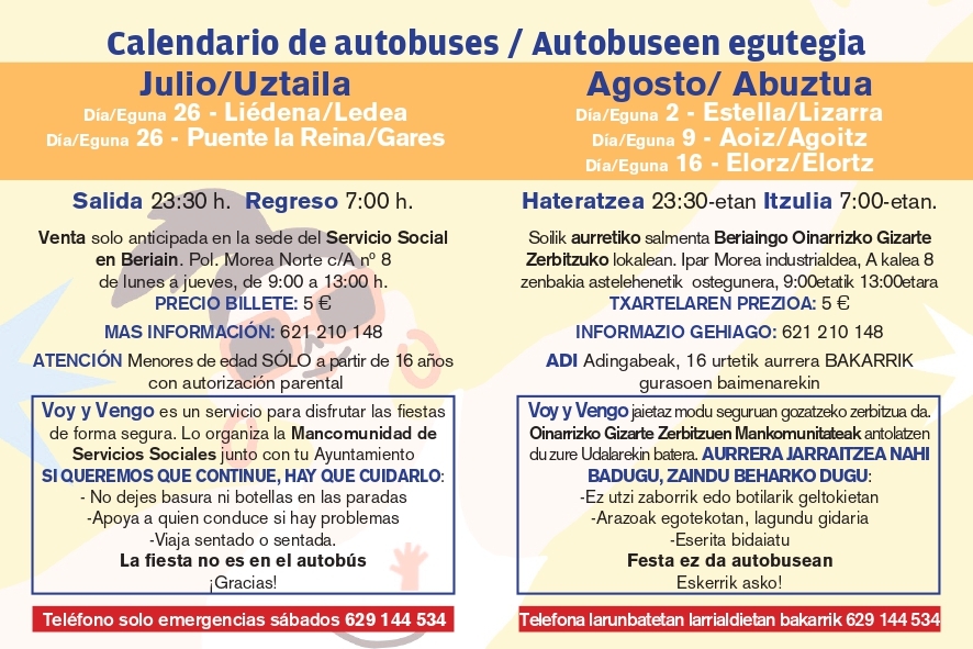 Voy y Vengo 2025: Autobús para disfrutar de las fiestas con salidas desde el 26 de julio  